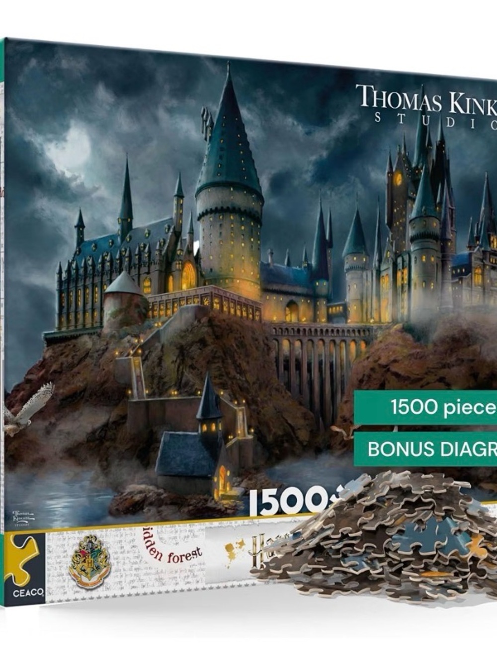 Harry Potter - Thomas Kinkade Hogwarts Castle Puzzle - Dark Blue, Gold, Brown